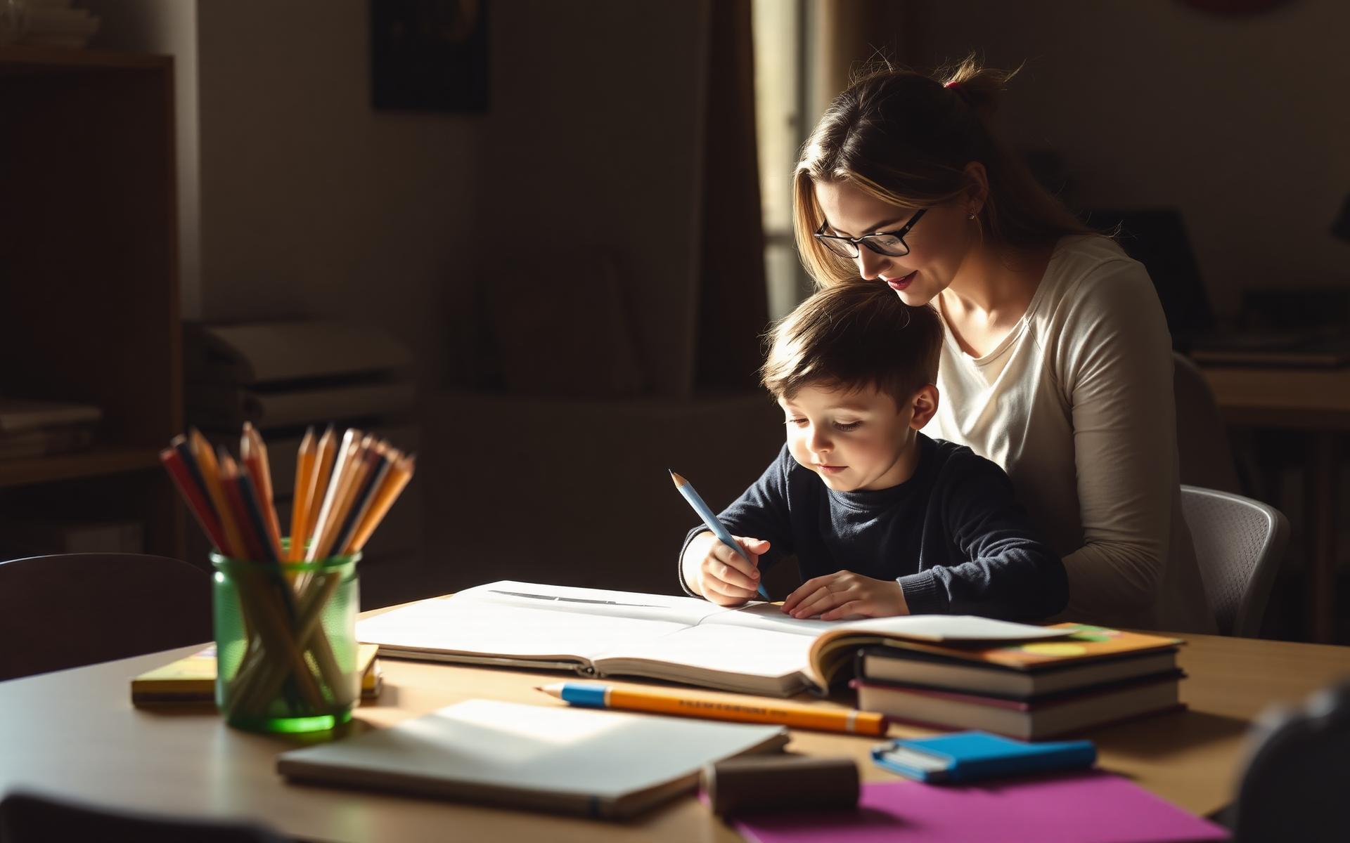 Teacher tutoring a child one-on-one